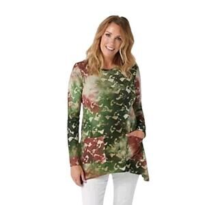 Logo by Lori Goldstein Arsty Abstract Asymmetrical Pocket Tunic Blouse Top Sz 4X